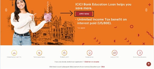 Click on the ‘Apply Now’ button given on the banner