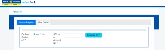 Indian Bank Education Loan - SB Account Number