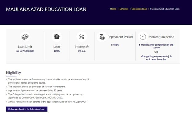 Maulana Azad Education Loan - Online Application for Education Loan