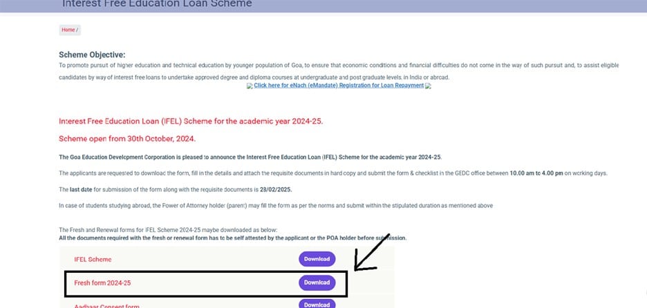 How to Apply for the Interest Free Education Loan in Goa Step - 3