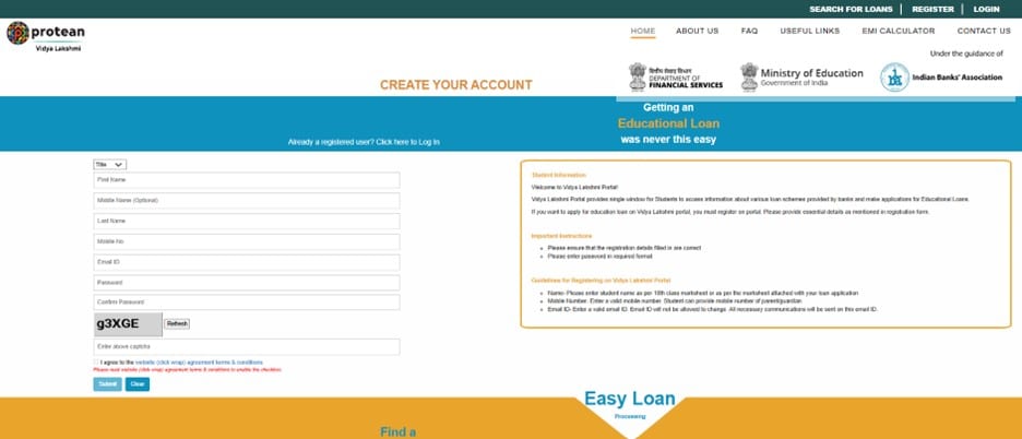 Vidyalakshmi Portal - Register