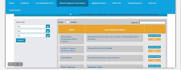 Vidyalakshmi Portal - Search & Apply for Loan Scheme