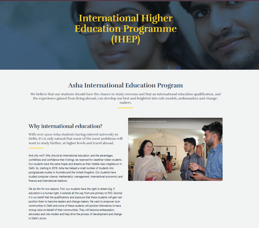 Asha’s Support for Delhi Slum Students Pursuing Higher Education Abroad