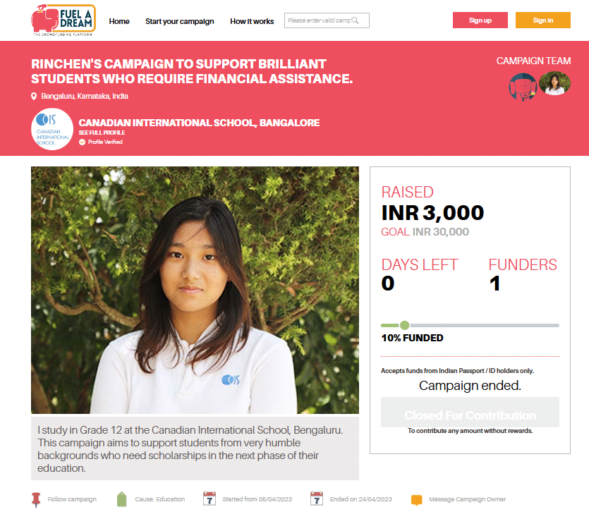 Rinchen's Campaign to Support Brilliant Students